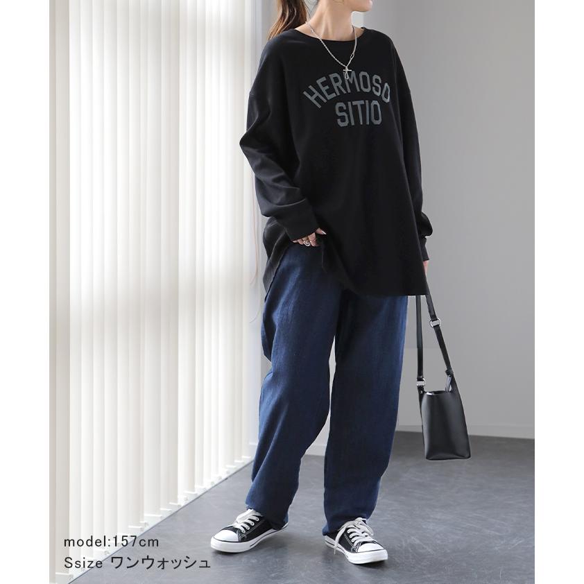 デニム レディース デニムパンツ パンツ ワイドパンツ 大きいサイズ ジーンズ ボトムス ロング ペグトップパンツ | HUG.U | 18