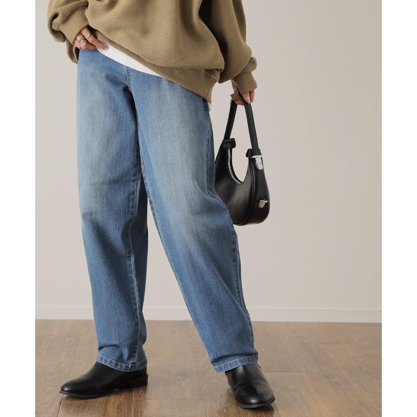 デニム レディース デニムパンツ パンツ ワイドパンツ 大きいサイズ ジーンズ ボトムス ロング ペグトップパンツ | HUG.U | 20