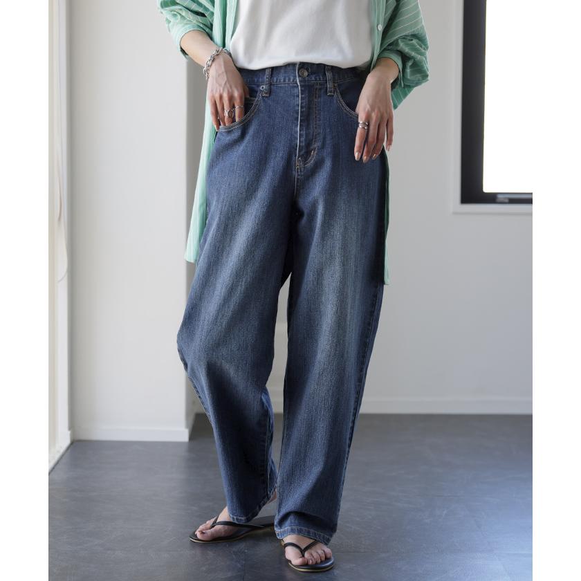 デニム レディース デニムパンツ パンツ ワイドパンツ 大きいサイズ ジーンズ ボトムス ロング ペグトップパンツ | HUG.U | 07