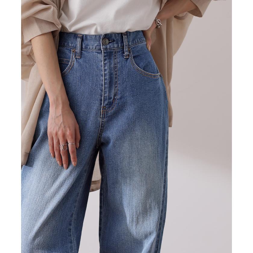 デニム レディース デニムパンツ パンツ ワイドパンツ 大きいサイズ ジーンズ ボトムス ロング ペグトップパンツ | HUG.U | 10