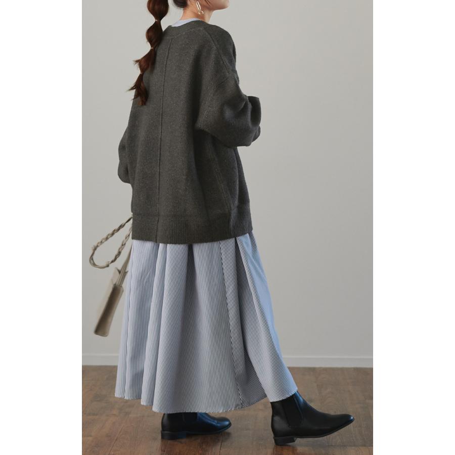 ニット レディース トップス レイヤード Vネック セーター 長袖 お尻が隠れる ゆったり 体型カバー モヘア 2411sl | HUG.U | 12