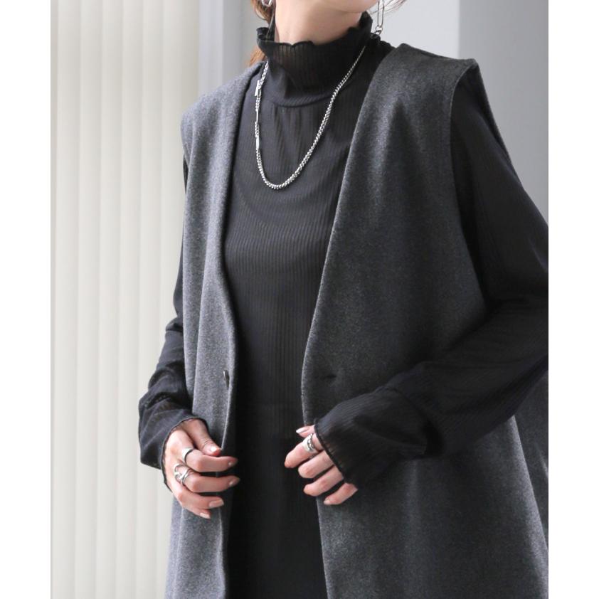 ベスト レディース ジレ トップス メルトン ウール調 前開き レイヤード Vネック | HUG.U | 13