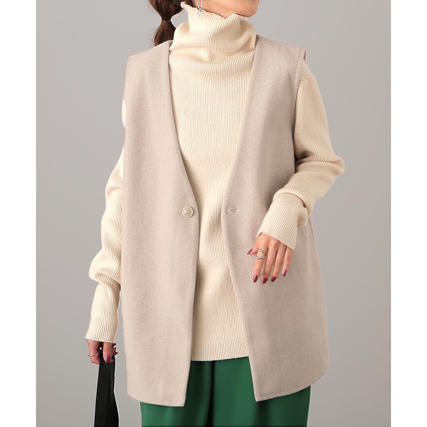 ベスト レディース ジレ トップス メルトン ウール調 前開き レイヤード Vネック | HUG.U | 06