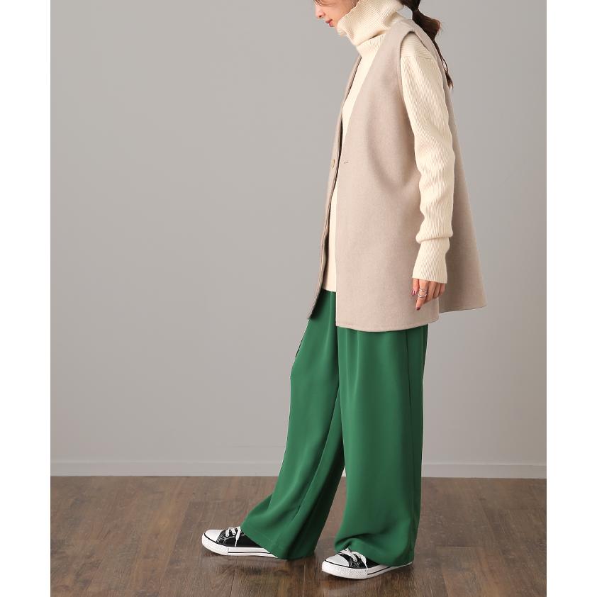 ベスト レディース ジレ トップス メルトン ウール調 前開き レイヤード Vネック | HUG.U | 09