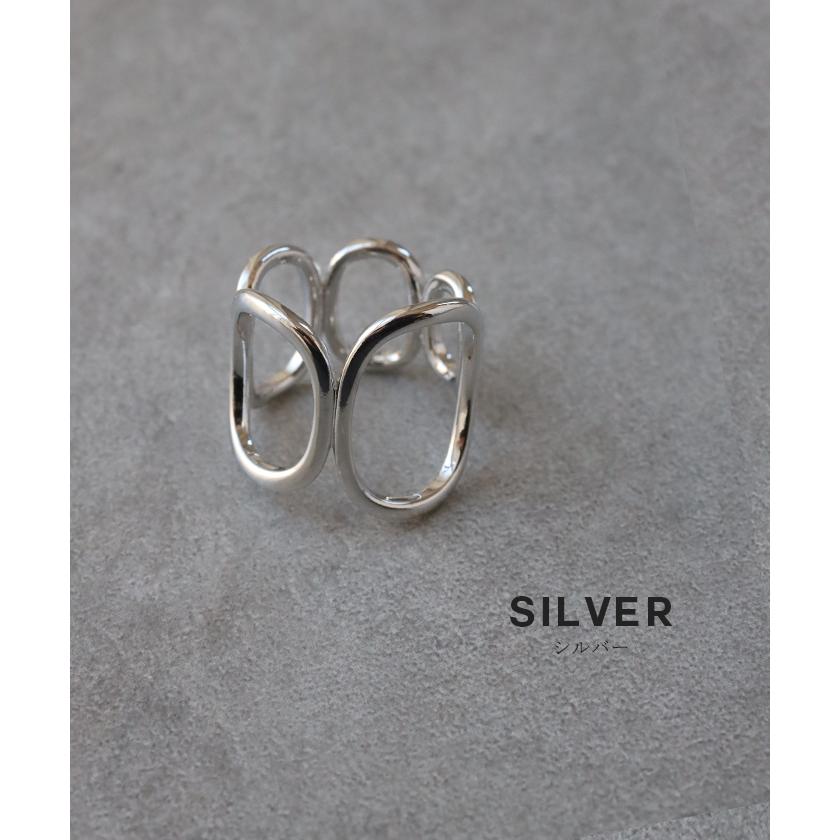 リング レディース 指輪 オーバル フリーリング レディース シルバーアクセサリー ゴールド 変形ウェーブ アクセサリー アクセ | HUG.U | 08