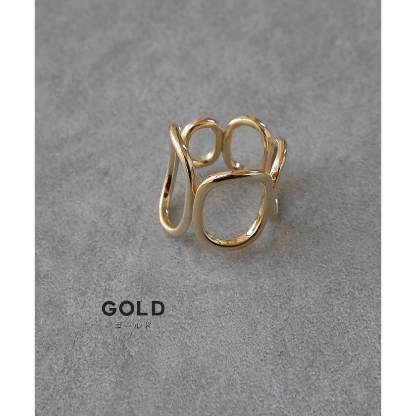 リング レディース 指輪 オーバル フリーリング レディース シルバーアクセサリー ゴールド 変形ウェーブ アクセサリー アクセ | HUG.U | 09