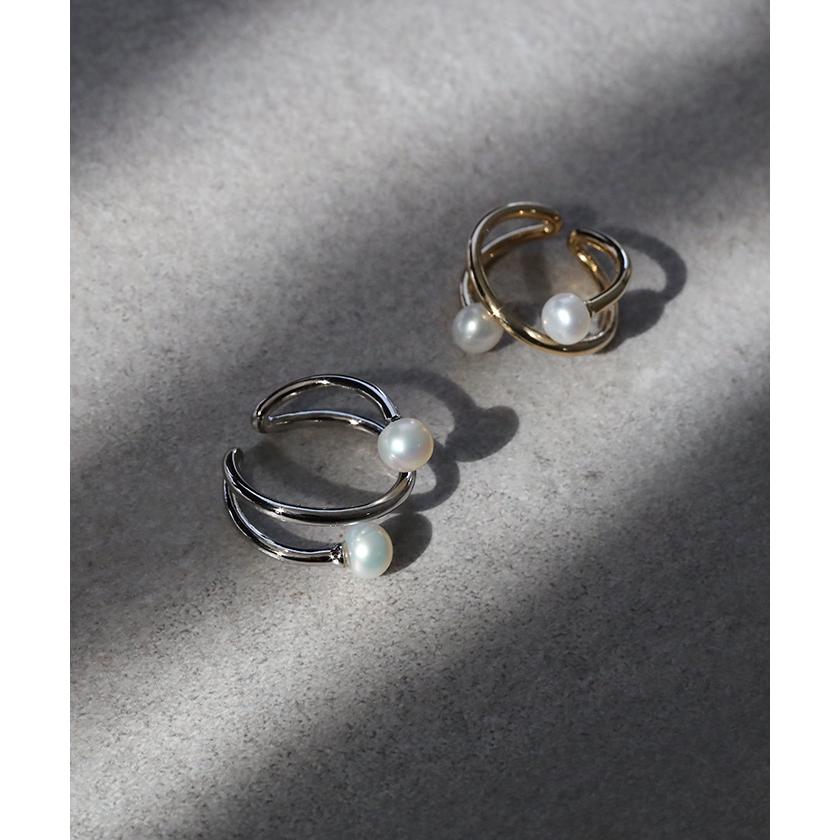 イヤーカフ リング 2way レディース アクセサリー シルバー ゴールド イヤカフ ノンホールピアス ノンホール 指輪 パール | HUG.U | 03