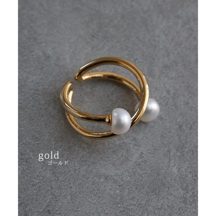 イヤーカフ リング 2way レディース アクセサリー シルバー ゴールド イヤカフ ノンホールピアス ノンホール 指輪 パール | HUG.U | 08