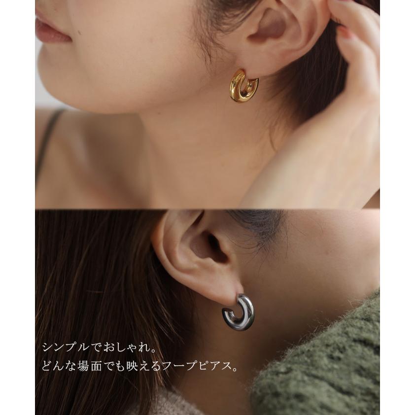 ピアス レディース 金属アレルギー対応 サージカルステンレス シルバー ゴールド フープピアス アクセサリー おしゃれ | HUG.U | 07