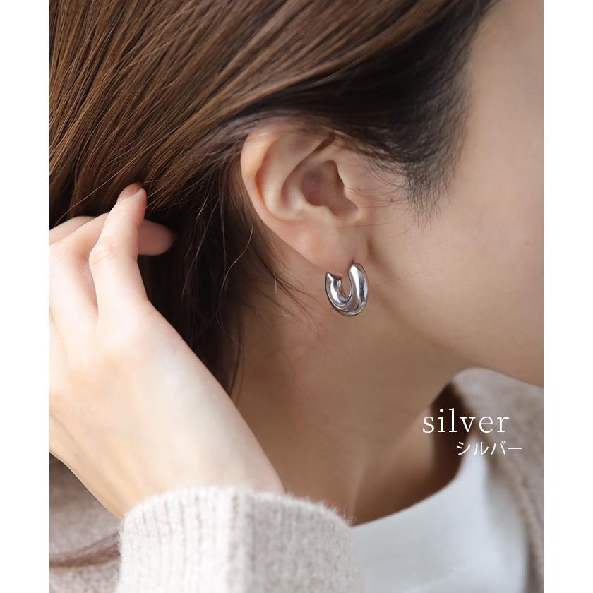 ピアス レディース 金属アレルギー対応 サージカルステンレス シルバー ゴールド フープピアス アクセサリー おしゃれ | HUG.U | 08