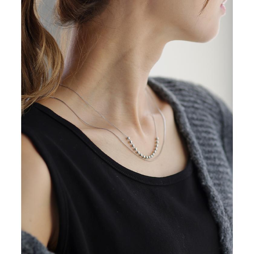 ボールチェーン 重ね付け 風 2連 ネックレス チェーン チェーンネックレス ロング ロングネックレス | HUG.U | 11