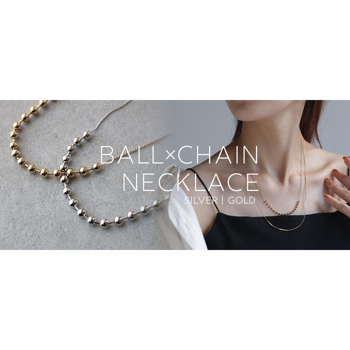 ボールチェーン 重ね付け 風 2連 ネックレス チェーン チェーンネックレス ロング ロングネックレス | HUG.U | 16