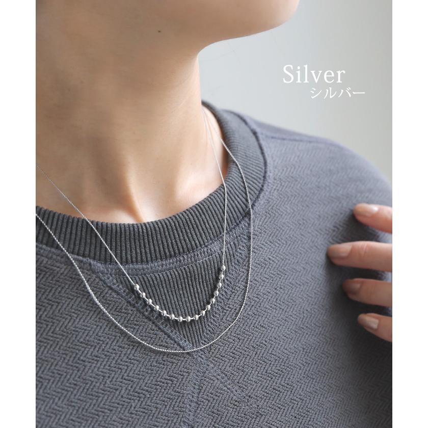 ボールチェーン 重ね付け 風 2連 ネックレス チェーン チェーンネックレス ロング ロングネックレス | HUG.U | 08