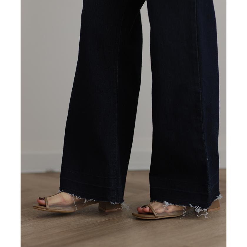 デニム レディース パンツ バギーパンツ デニムパンツ ハイライズ ストレート ワイドパンツ ハイウエスト ボトムス ストレッチ | HUG.U | 14