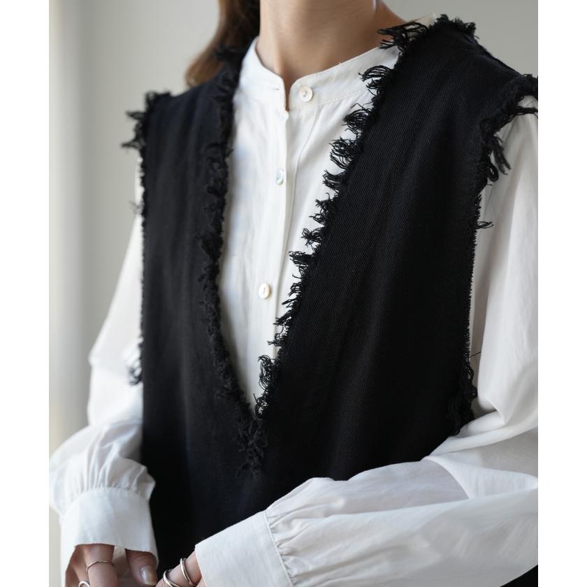 ベスト レディース トップス ジレ フリンジ レイヤード 綿 チュニック Vネック 体型カバー | HUG.U | 05