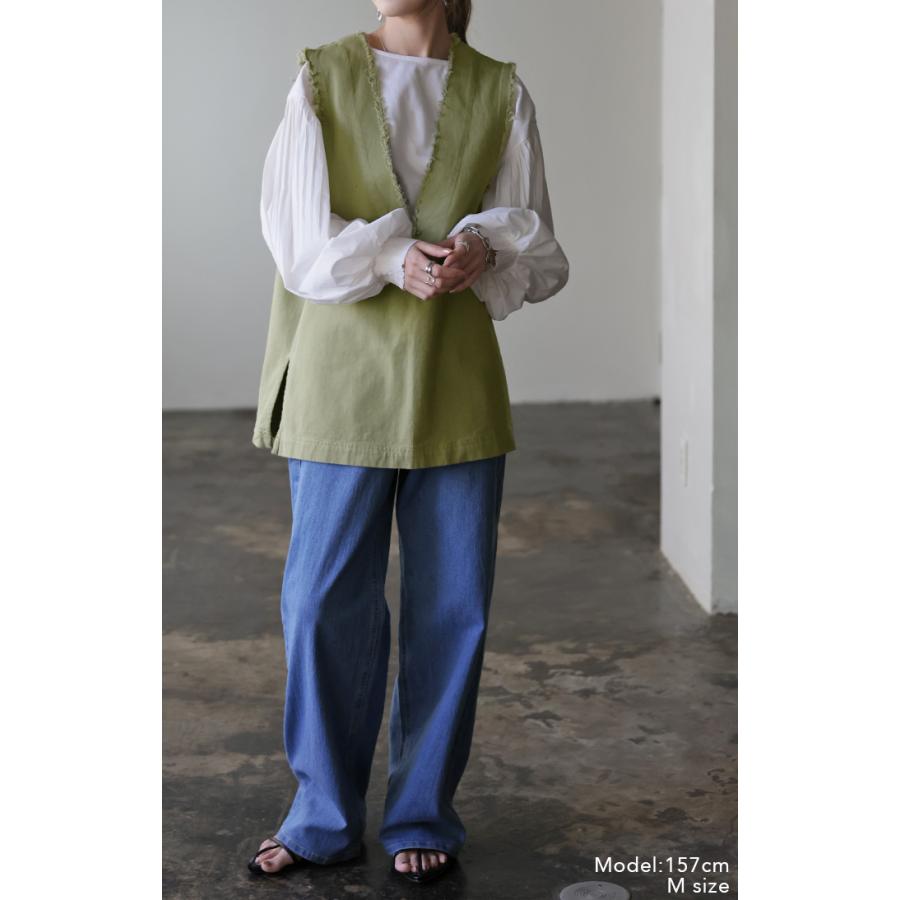 ベスト レディース トップス ジレ フリンジ レイヤード 綿 チュニック Vネック 体型カバー | HUG.U | 06