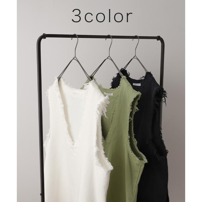 ベスト レディース トップス ジレ フリンジ レイヤード 綿 チュニック Vネック 体型カバー | HUG.U | 11