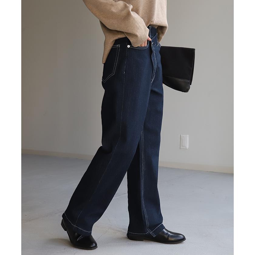 デニム パンツ デニムパンツ ハイライズ レディース アシメ 大きいサイズ ジーンズ ジーパン | HUG.U | 13