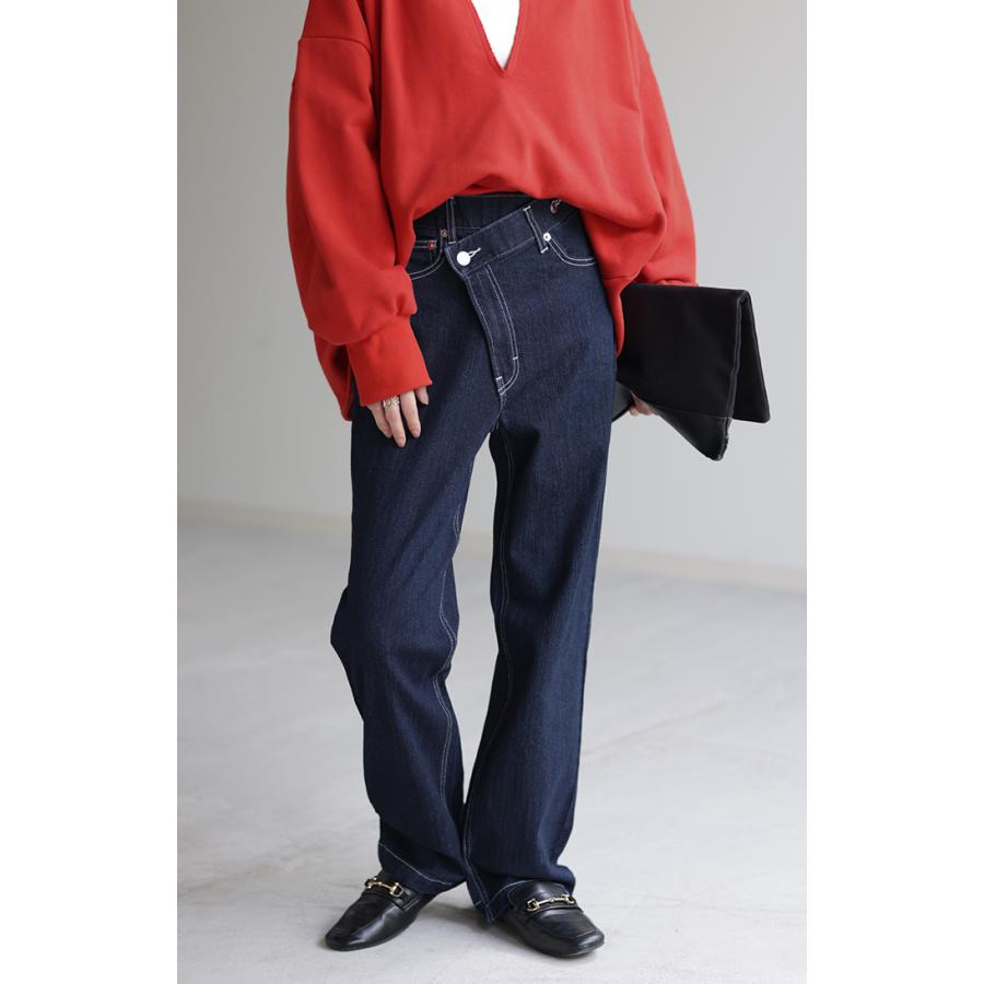 デニム パンツ デニムパンツ ハイライズ レディース アシメ 大きいサイズ ジーンズ ジーパン | HUG.U | 20