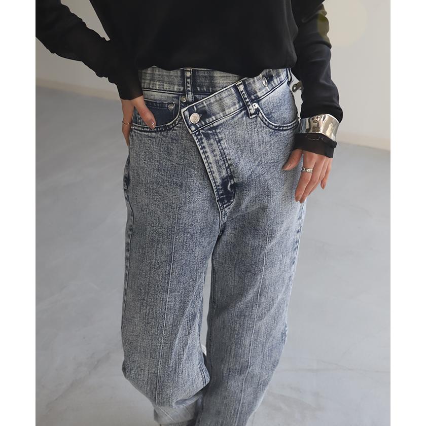 デニム パンツ デニムパンツ ハイライズ レディース アシメ 大きいサイズ ジーンズ ジーパン | HUG.U | 05