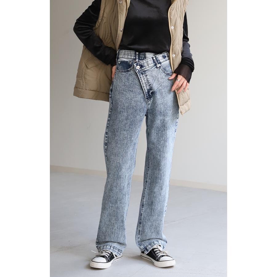 デニム パンツ デニムパンツ ハイライズ レディース アシメ 大きいサイズ ジーンズ ジーパン | HUG.U | 10