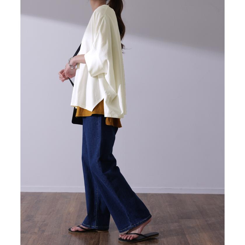 Tシャツ レディース トップス カットソー 二の腕カバー 半袖 5分袖 ドルマン チュニック ゆったり | HUG.U | 10