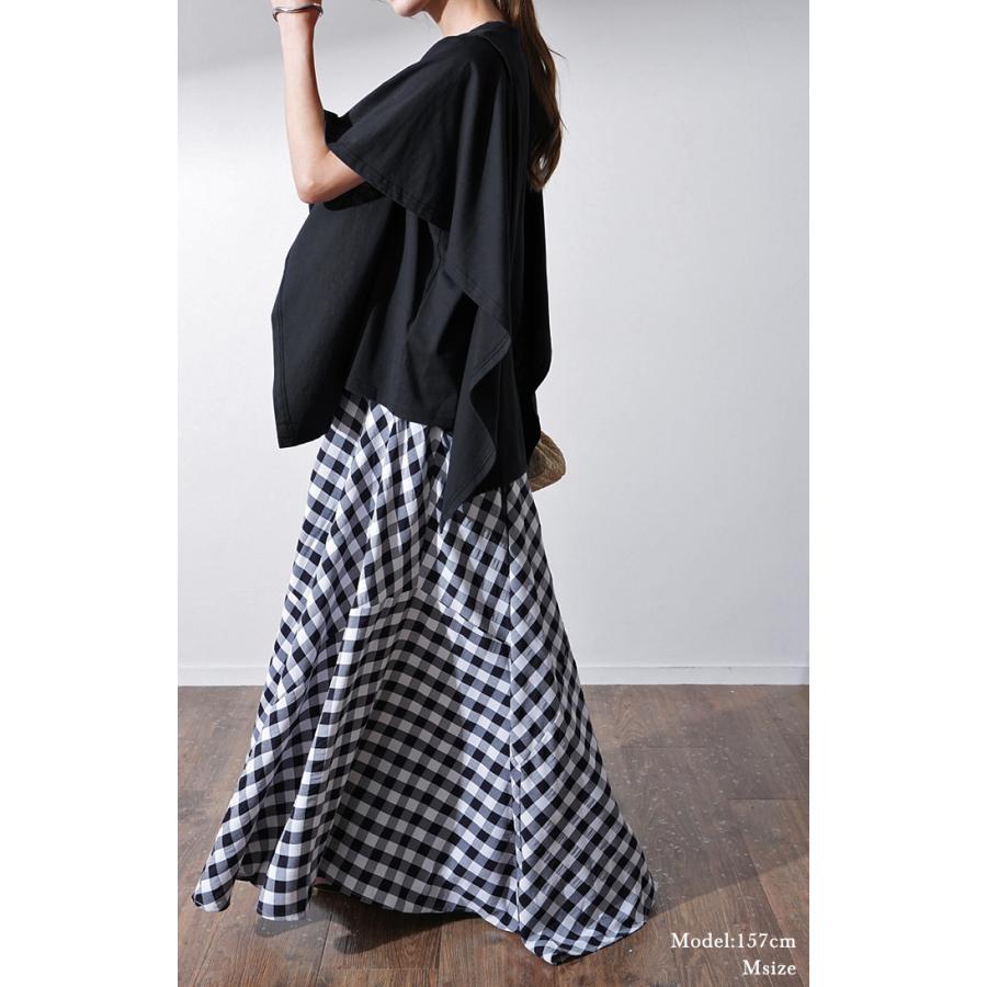 Tシャツ レディース トップス 綿 体型カバー ゆったり 半袖 チュニック オーバーサイズ 無地 Uネック 二の腕カバー | HUG.U | 07