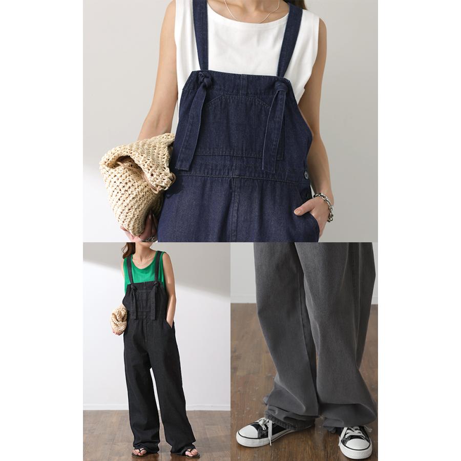 サロペット レディース オールインワン オーバーオール デニム 綿 パンツ ワイドパンツ サロペ ゆったり ロング | HUG.U | 20