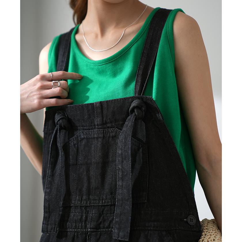 サロペット レディース オールインワン オーバーオール デニム 綿 パンツ ワイドパンツ サロペ ゆったり ロング | HUG.U | 05