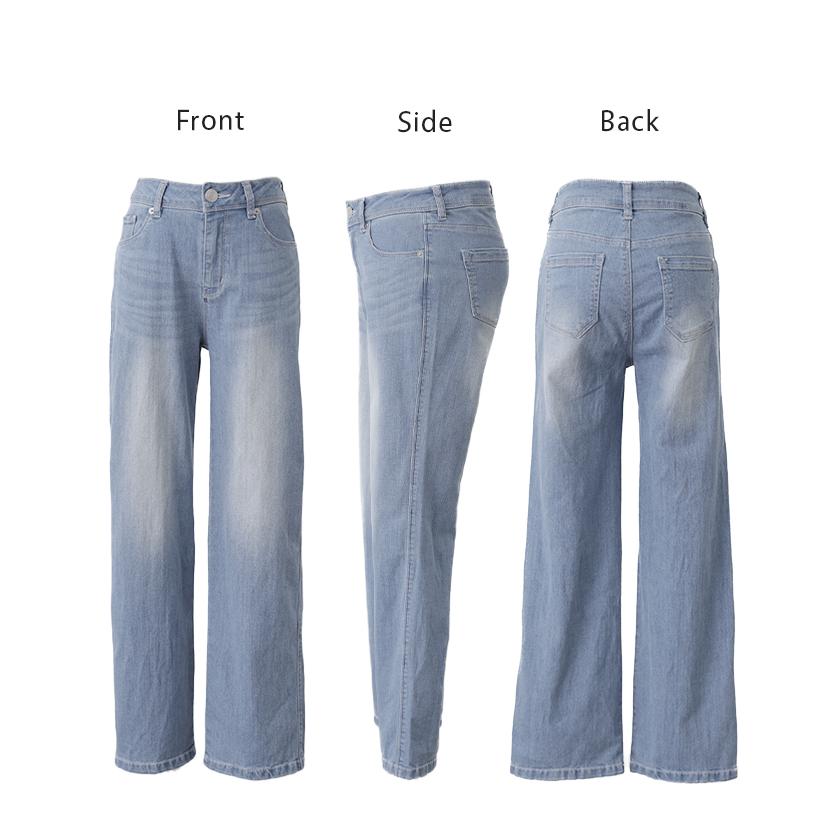 デニム レディース 接触冷感 パンツ UVカット 速乾 ストレート ストレッチ ひんやり スキニー ボトムス 春 夏 | HUG.U | 22