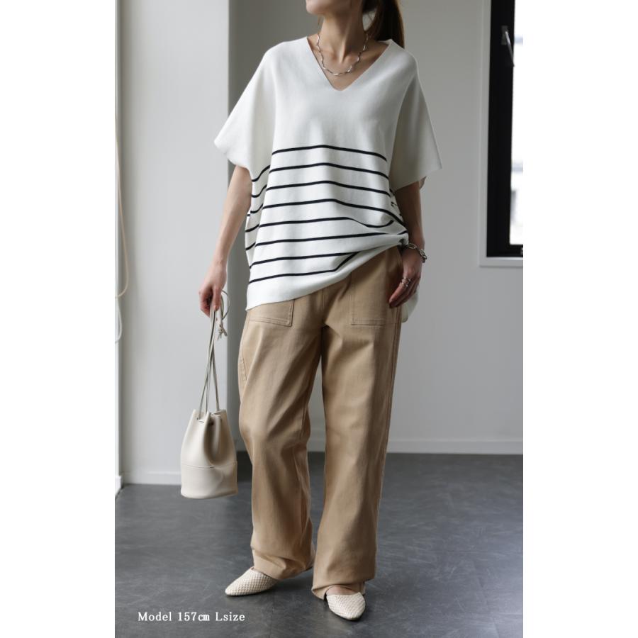 パンツ レディース ワイドパンツ ストレッチ ベイカーパンツ チノパン ゴム ロング ストレート ボトムス ハイウエスト | HUG.U | 11