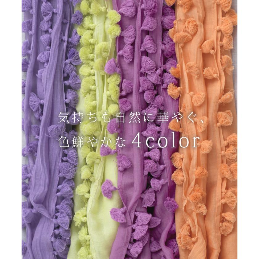 ストール レディース コットンシルク 薄手 シアー 大判ストール コットン シルク 綿 ショール マフラー フリンジ 大判 | HUG.U | 14