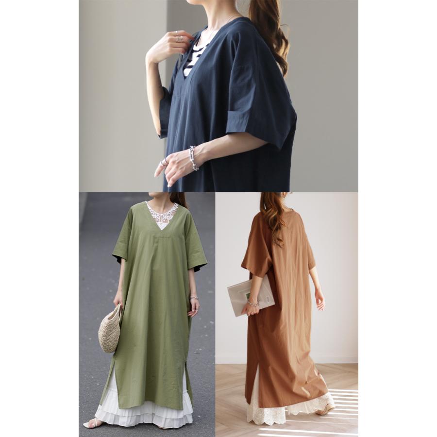 ワンピース ロング ロングワンピ レイヤード レディース スリット | HUG.U | 19