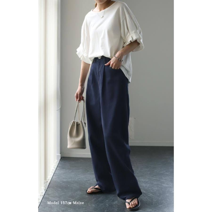 デニム レディース パンツ 接触冷感 デニムパンツ ジーンズ ひんやり 速乾 涼しい ワイドパンツ 薄手 ゴム ハイウエスト 体型カバー ボトムス 春 夏 | HUG.U | 08