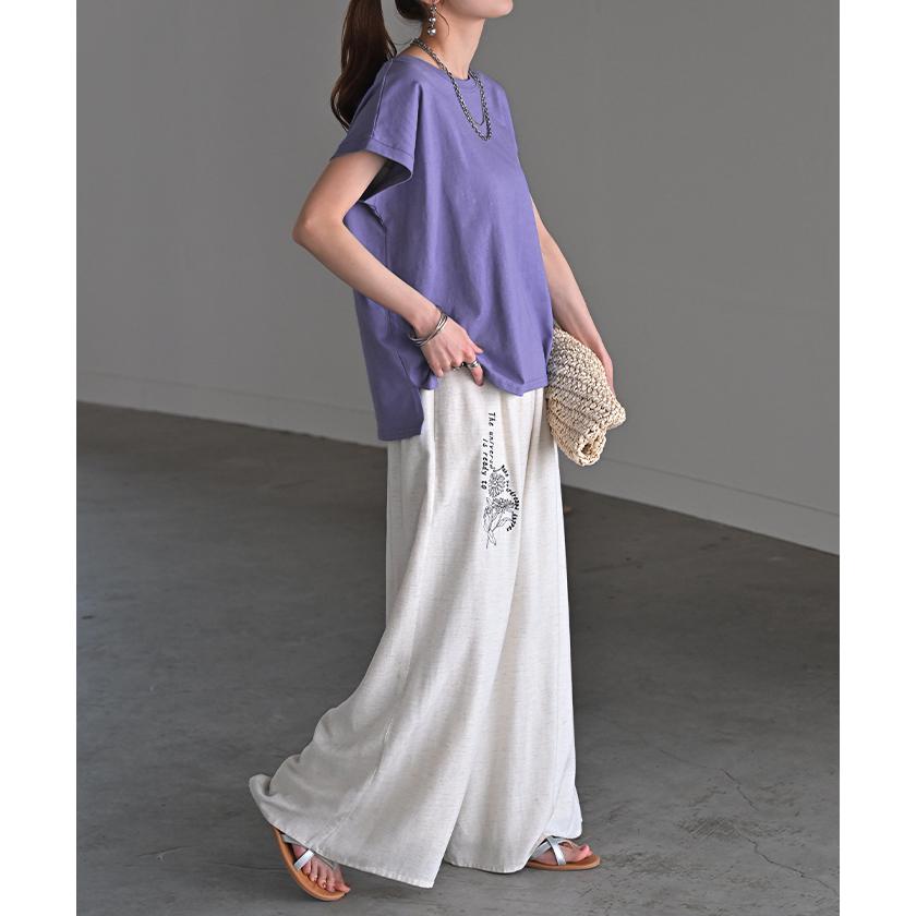 Tシャツ レディース トップス カットソー 半袖 フレンチスリーブ 綿 クルーネック フレンチ 無地 シンプル | HUG.U | 21