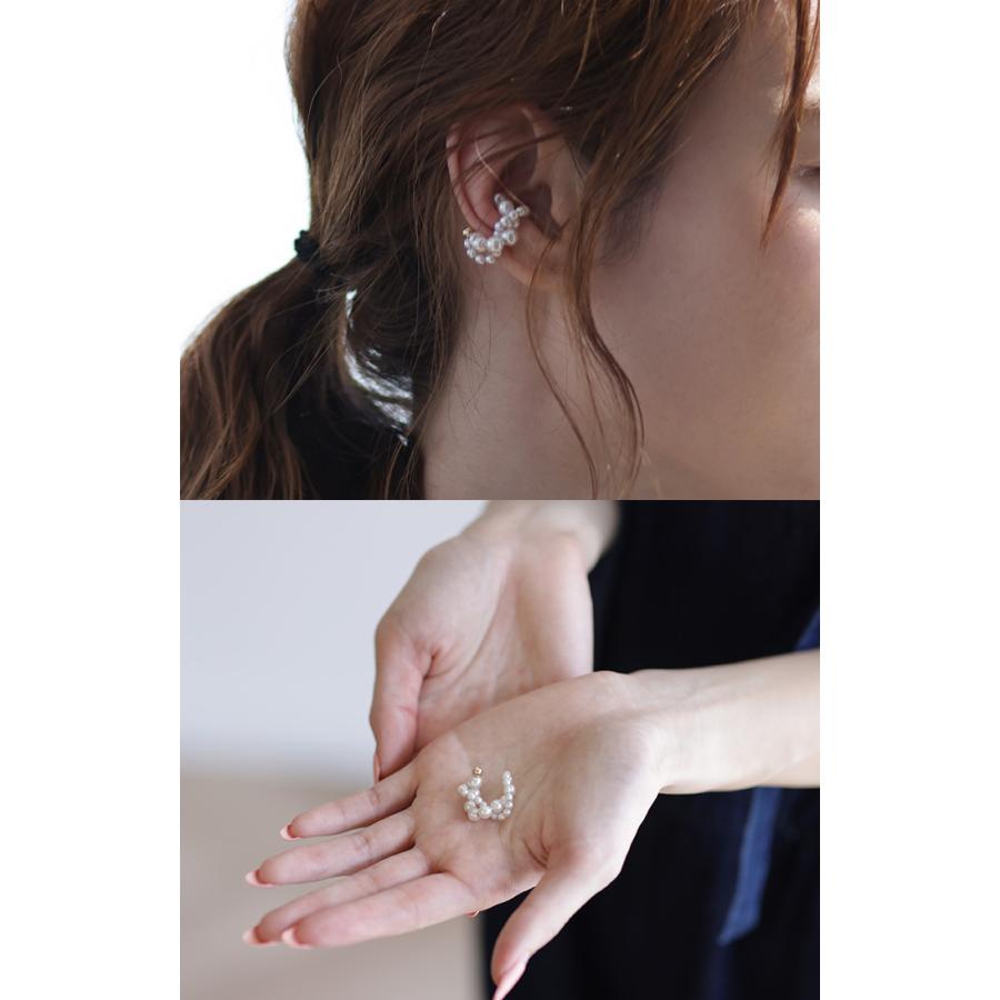 イヤーカフ レディース パール ピアス 風 アクセサリー ノンホール ゴールド イヤカフ ゴールドアクセサリー おしゃれ | HUG.U | 07