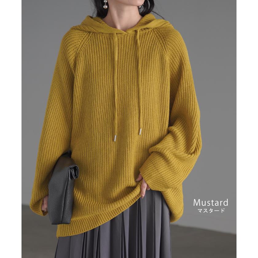 ニット フード ニットパーカー フーディー レディース セーター パーカー トップス ドルマン | HUG.U | 20