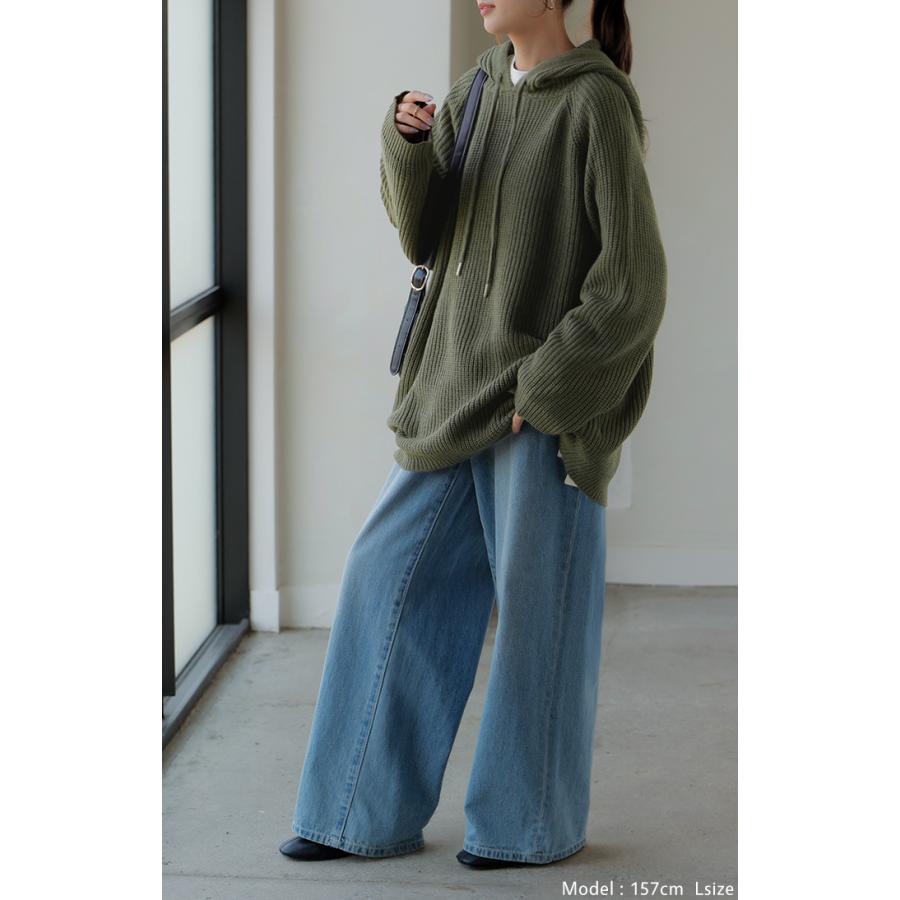 ニット フード ニットパーカー フーディー レディース セーター パーカー トップス ドルマン | HUG.U | 23