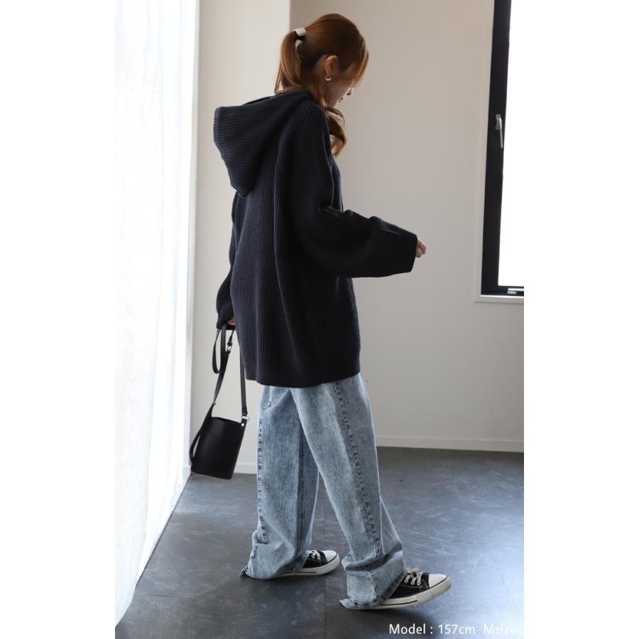 HUG.U ニット フード ニットパーカー フーディー レディース