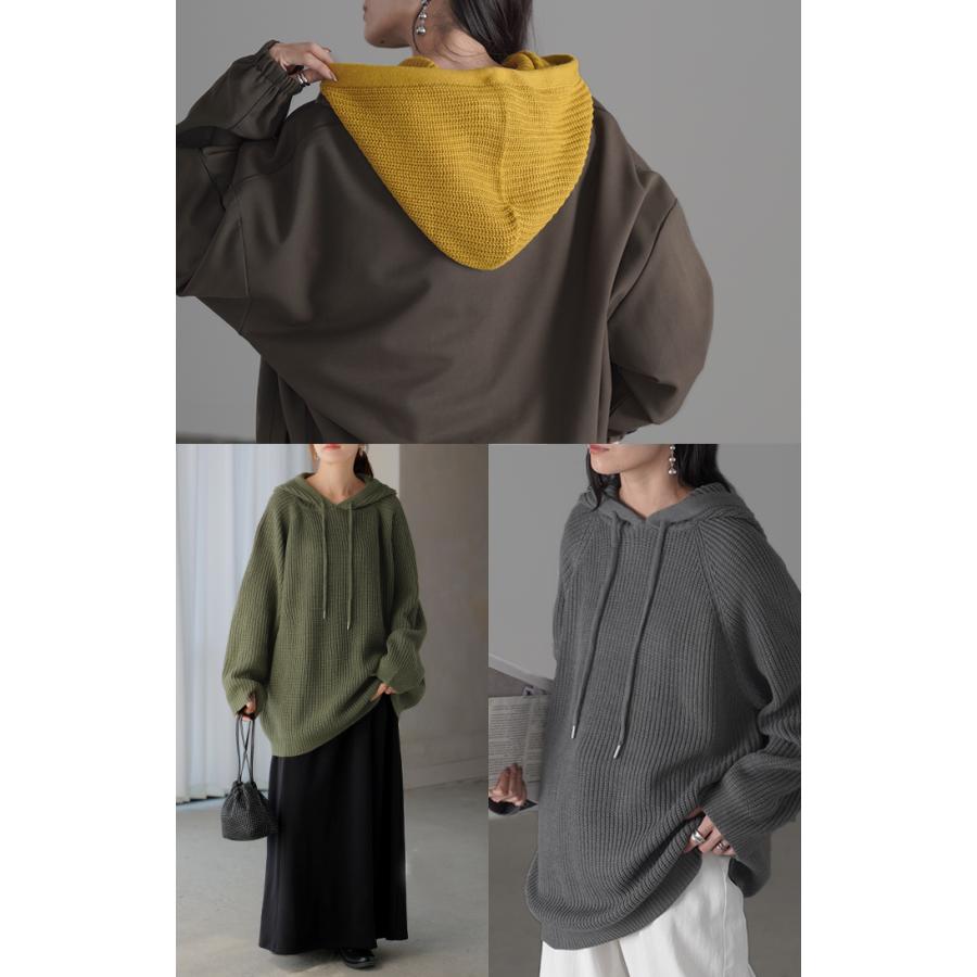 ニット フード ニットパーカー フーディー レディース セーター パーカー トップス ドルマン | HUG.U | 13