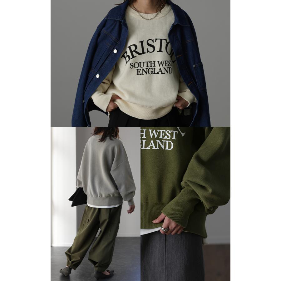 ニット チクチクしない ロゴニット 大人 クルーネック 薄手 レディース セーター トップス スリット 長袖 | HUG.U | 21