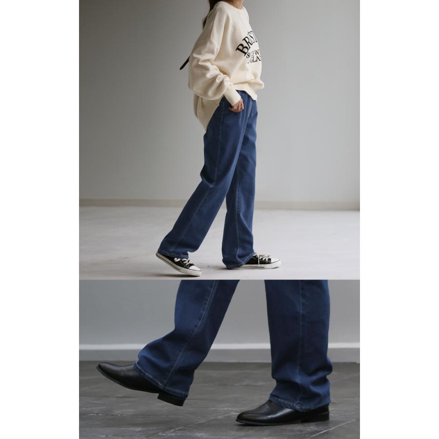 パンツ ワイドパンツ デニムパンツ レディース 微起毛 ストレート 大きいサイズ ジーンズ ジーパン | HUG.U | 17