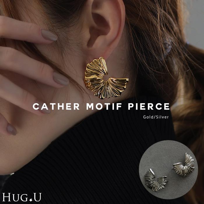 ピアス アクセサリー シルバー ゴールド シルバーアクセサリー 大ぶり カーブ ウェーブ アクセ ハーフムーン | HUG.U