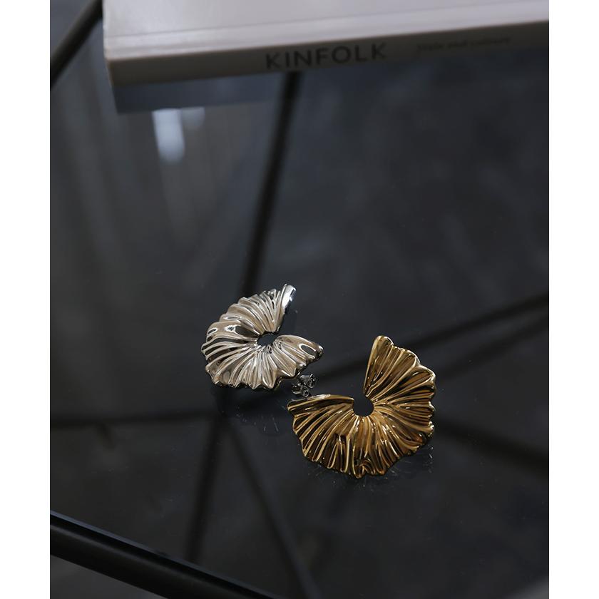 ピアス アクセサリー シルバー ゴールド シルバーアクセサリー 大ぶり カーブ ウェーブ アクセ ハーフムーン | HUG.U | 03