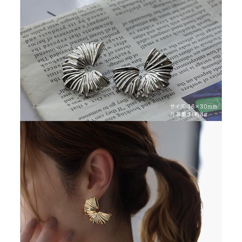 ピアス アクセサリー シルバー ゴールド シルバーアクセサリー 大ぶり カーブ ウェーブ アクセ ハーフムーン | HUG.U | 05