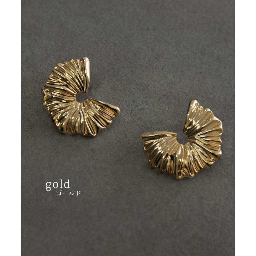 ピアス アクセサリー シルバー ゴールド シルバーアクセサリー 大ぶり カーブ ウェーブ アクセ ハーフムーン | HUG.U | 08