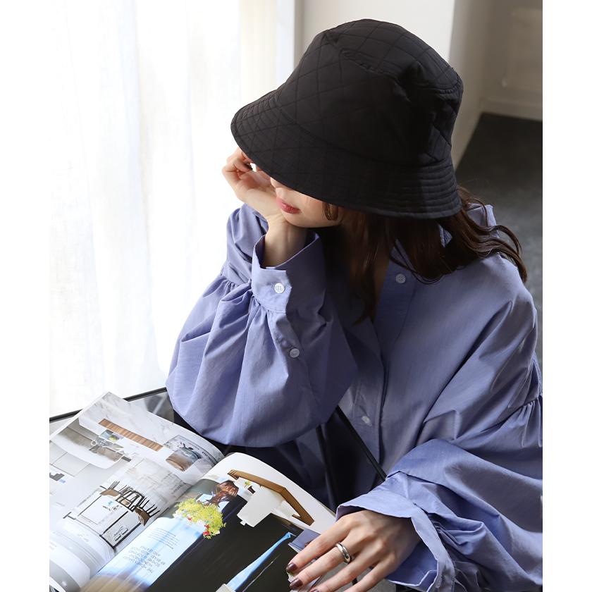 バケットハット 帽子 キルティングバケハ 防寒 紫外線対策 日よけ ハット バケハ お出かけ 日焼け防止 | HUG.U | 04