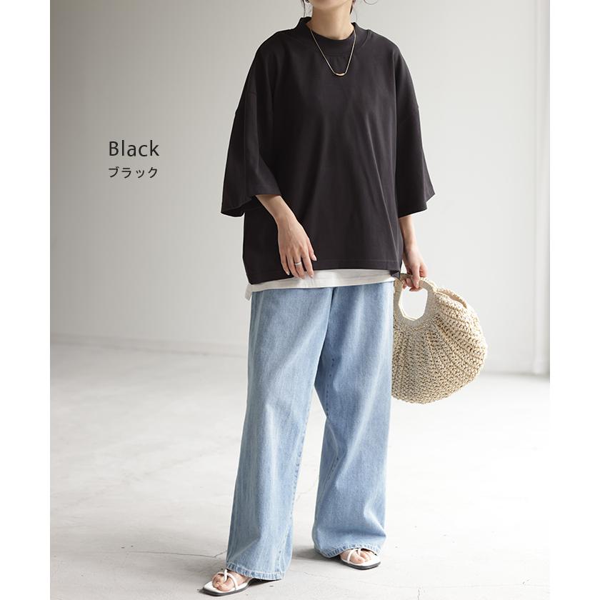 Tシャツ オーバーサイズ 綿100 トップス 二の腕カバー ワイドスリーブ レディース ドルマン ティーシャツ | HUG.U | 20