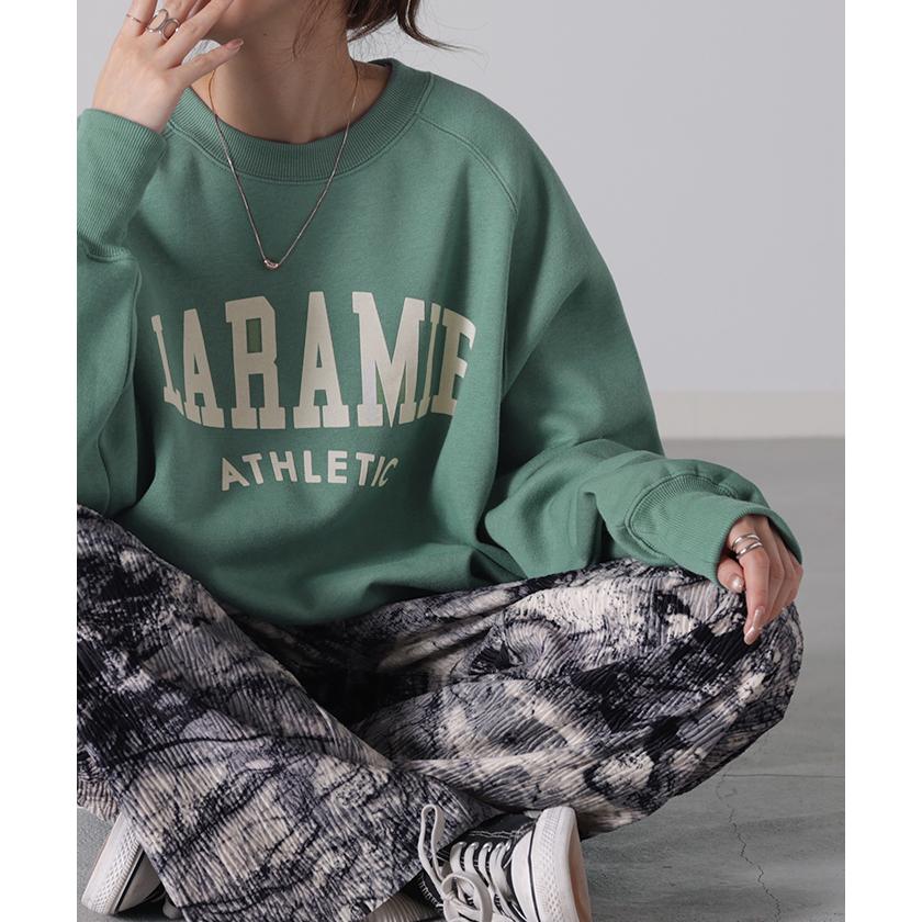 トップス ロゴ スウェット レディース トレーナー カレッジロゴ 大きいサイズ 無地 裏起毛 ドルマンスリーブ 2411sl | HUG.U | 23