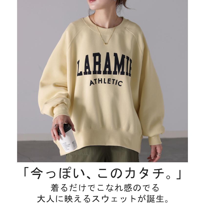 トップス ロゴ スウェット レディース トレーナー カレッジロゴ 大きいサイズ 無地 裏起毛 ドルマンスリーブ 2411sl | HUG.U | 05